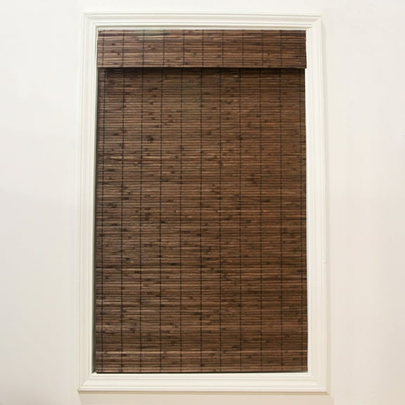 Radiance Cordless Bamboo Roman Shades for Windows - Flatstick Bamboo Blinds for Semi-Private Light Control - Easy to Lift & Fold Up Window Shades - Driftwood - 27 in. W x 64 in. L - (2216602E)
