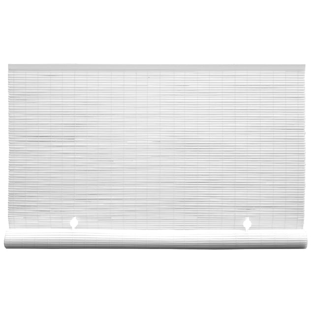 Radiance Cordless Vinyl Roll-Up Shade for Indoor Use, Waterproof Patio & Window Blind, White, 60" W x 72" L