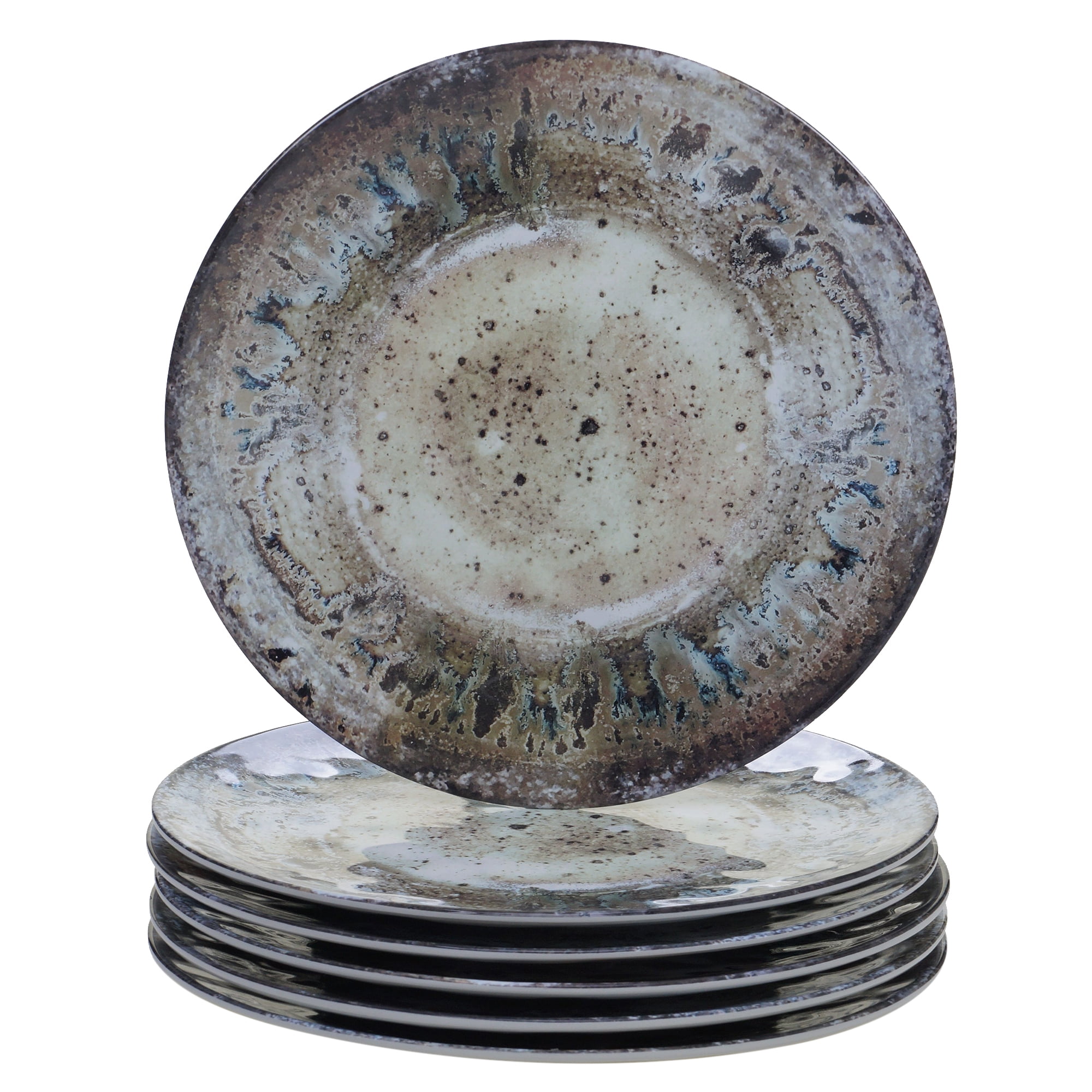 Radiance Cream Variegated Glaze Melamine Dinner Plates Set