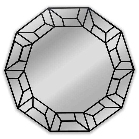 Radiance Goods Contemporary Black Finish Decagon Framed Wall Mirror 31" Width