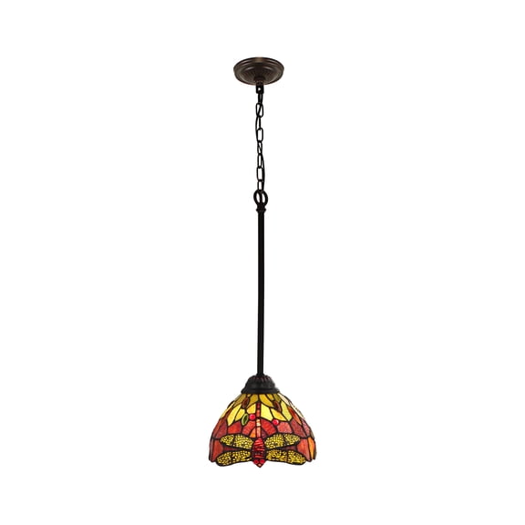 Radiance Goods Dragonfly Tiffany-Style Dark Bronze 1 Light Mini Pendant 8" Wide