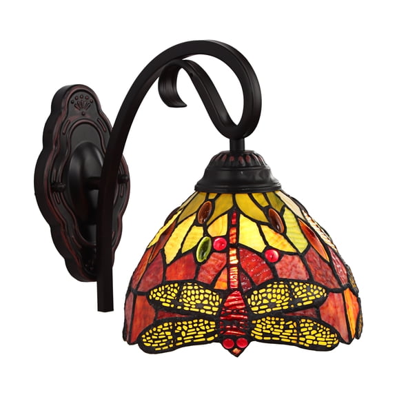 Radiance Goods Dragonfly Tiffany-Style Dark Bronze 1 Light Wall Sconce 8" Wide