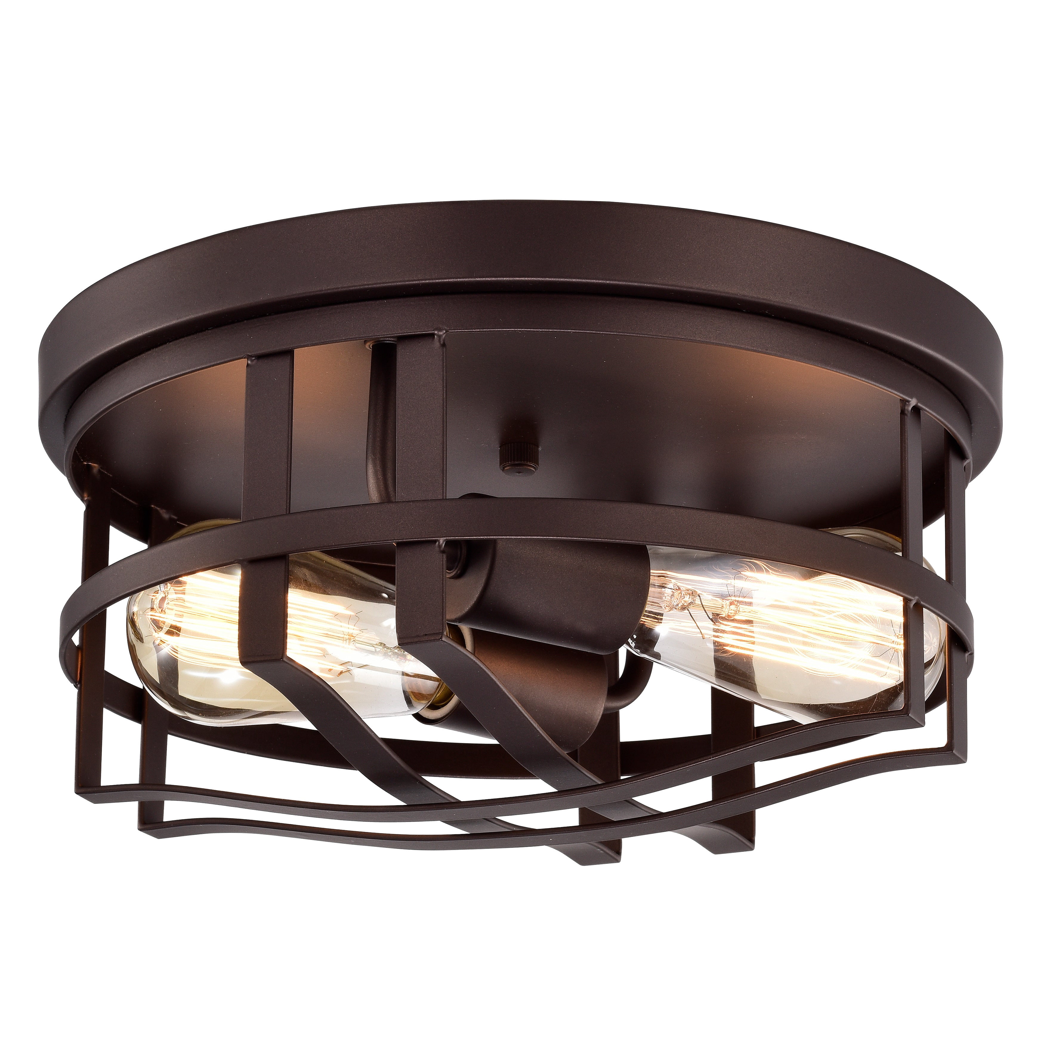 Radiance Goods Industrial 2 Light Oil Rubbed Bronze Ceiling Flush Fixture 12" Wide