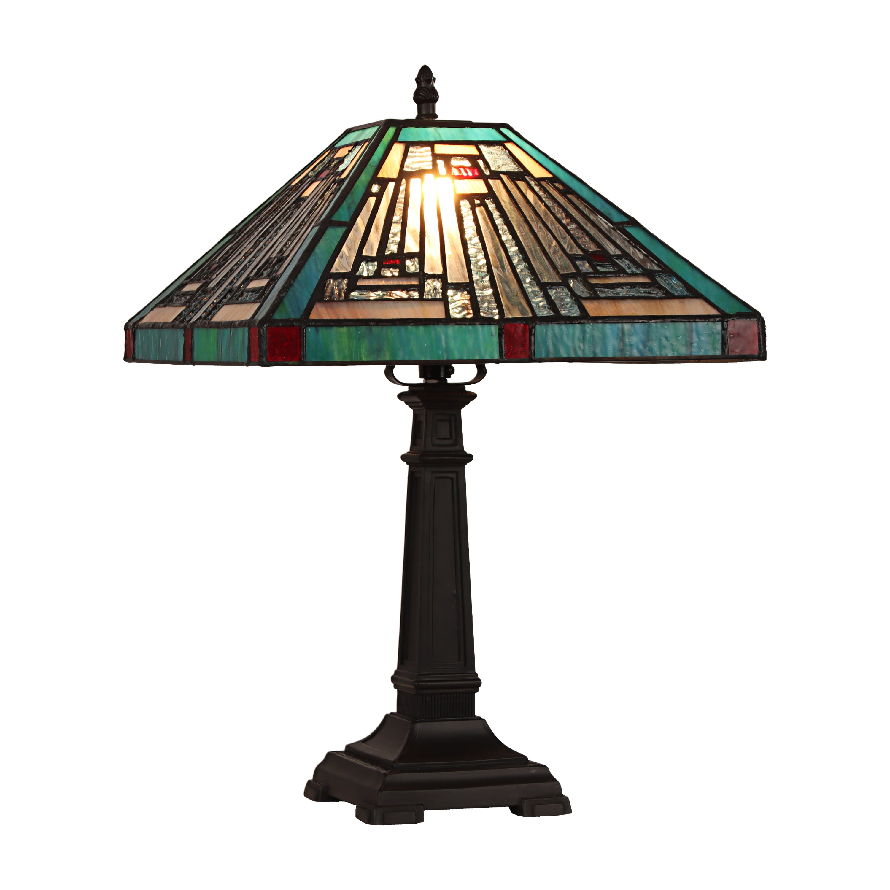 Radiance Goods Mission Tiffany-Style Blackish Bronze 1 Light Table Lamp 12" Wide