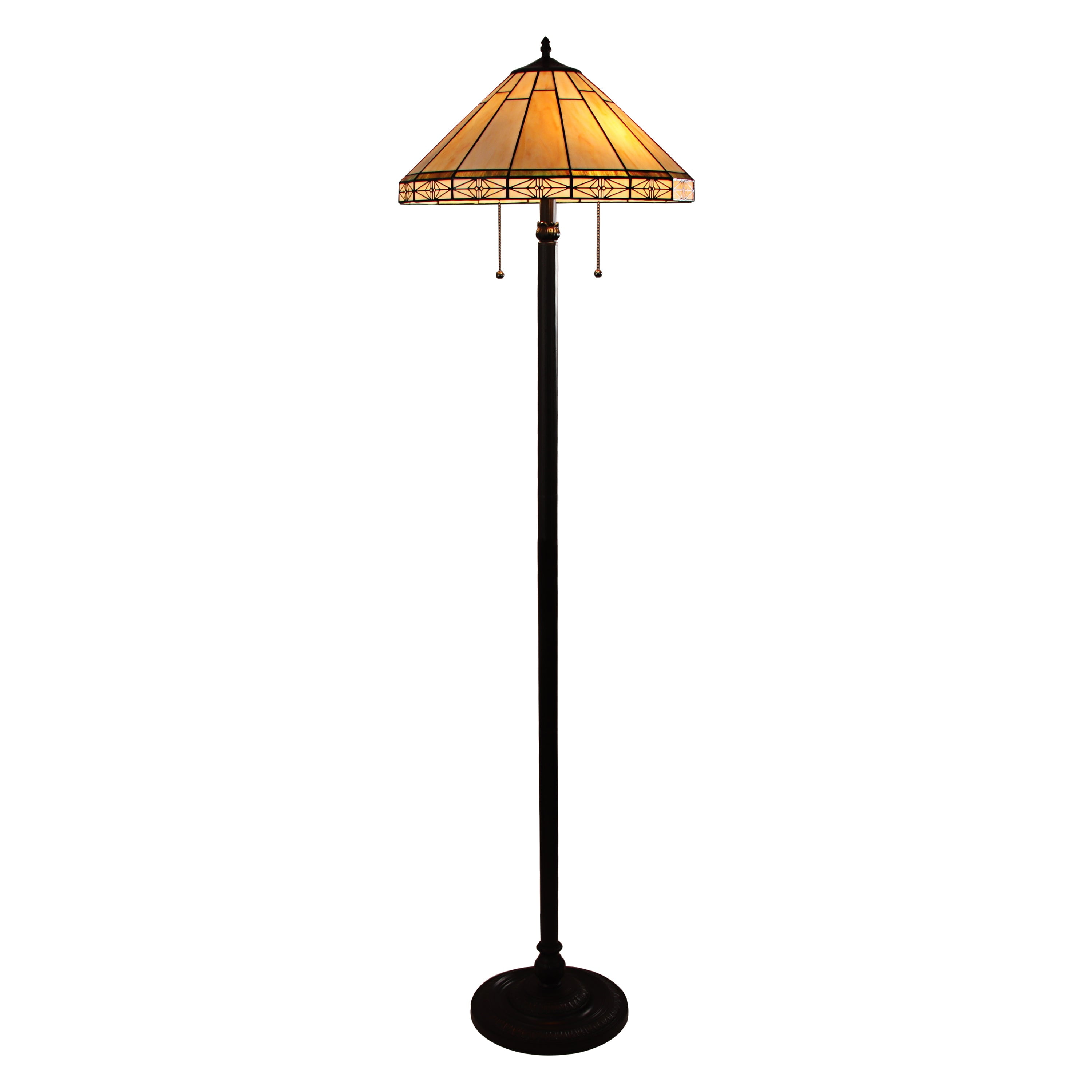 Radiance Goods Mission Tiffany-Style Blackish Bronze 2 Light Floor Lamp 18" Wide/66 Tall