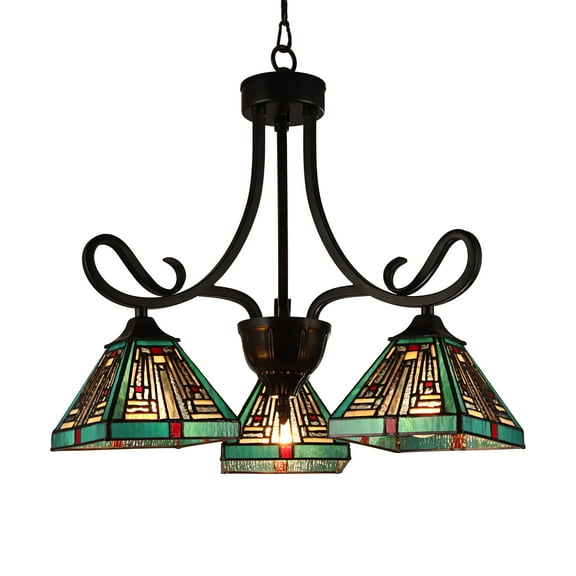 Radiance Goods Mission Tiffany-Style Blackish Bronze 3 Light Mini Chandelier 22" Wide