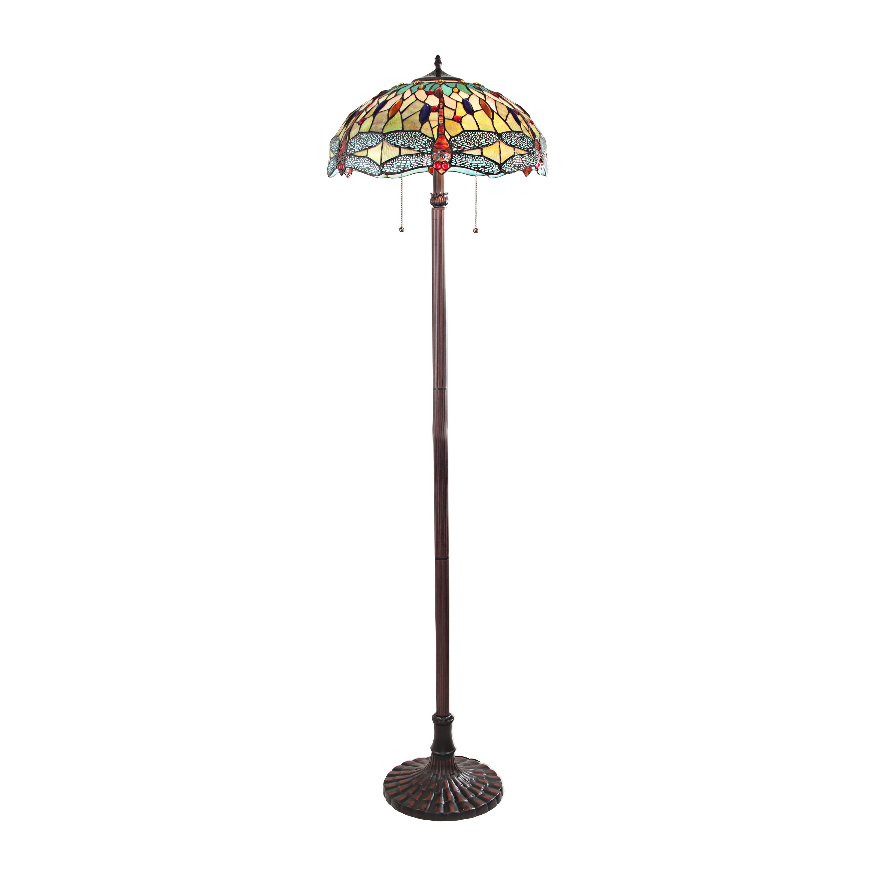 Radiance Goods Tiffany-Style 2 Light Dragonfly Floor Lamp 18" Shade