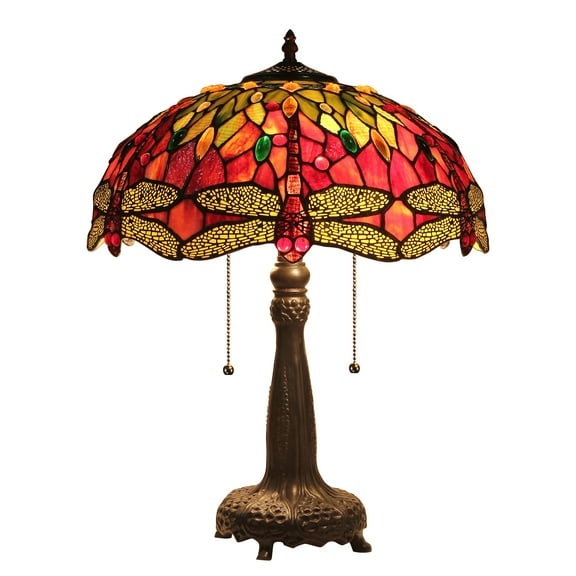 Radiance Goods Tiffany-Style Dragonfly 2 Light Table Lamp 18" Shade