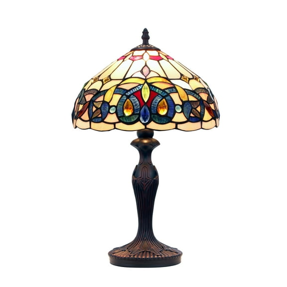 Radiance Goods Tiffany-Style Victorian Dark Bronze 1 Light Table Lamp 12" Shade