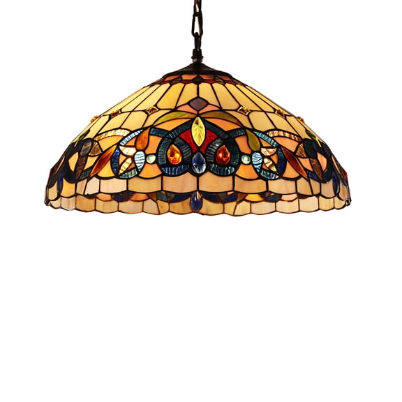 Radiance Goods Victorian Tiffany-Style Blackish Bronze 2 Light Hanging Pendant 18" Wide