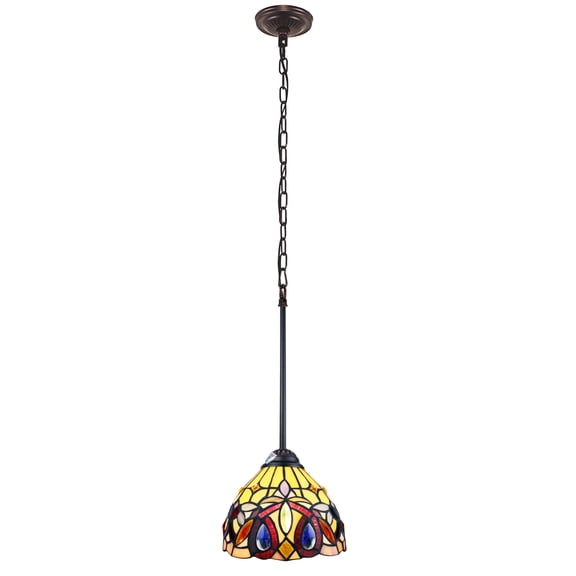 Radiance Goods Victorian Tiffany-Style Dark Bronze 1 Light Mini-Pendant 8" Wide