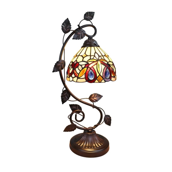 Radiance Goods Victorian Tiffany-Style Dark Bronze 1 Light Table Lamp 8" Wide