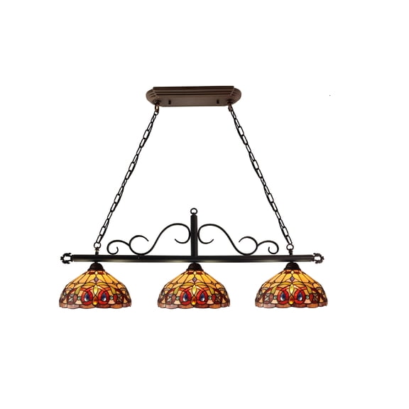 Radiance Goods Victorian Tiffany-Style Dark Bronze 3 Light Island Pendant 45" Wide