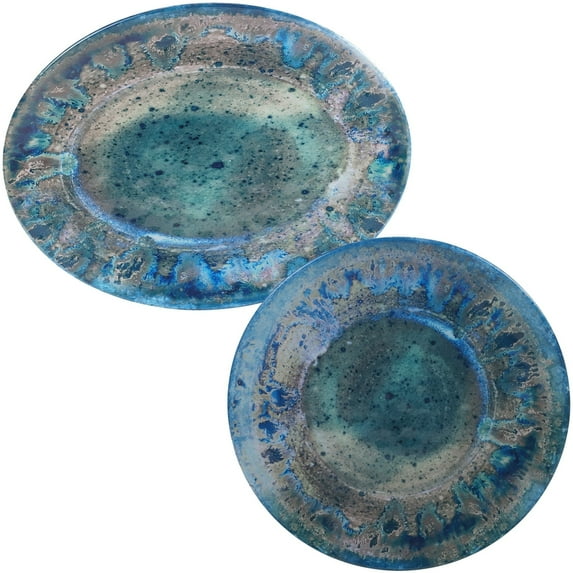 Radiance Teal 2pc Platter Set