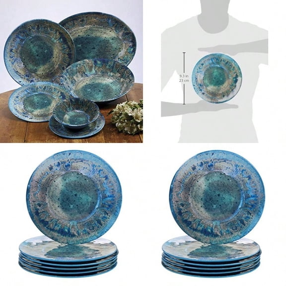 Radiance Teal Melamine 11 Dinner Plate Large Multicolor Set of 6
