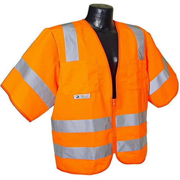 Radians Class 3 Sleeved Vest with Zipper, Orange - 3XL, RAD-SV83OS3X