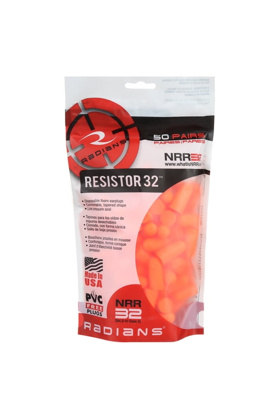 Disposable Foam Earplugs Hearing Protection with Low Pressure Seal, Orange, 50 pair per pack