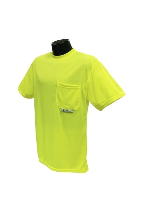 Men's Non-Rated Short Sleeve Safety T-shirt with Max-Dri⢠Hi-Vis Green - ST11-NPGS
