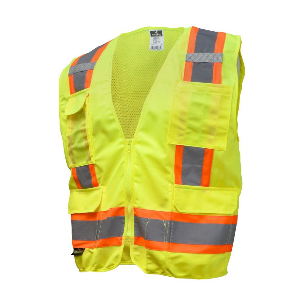 Radians Rad Wear ANSI Class 2 Hi Vis Green Safety Vest, XL