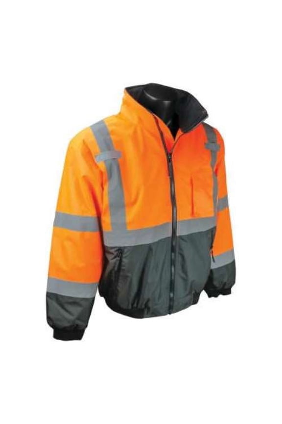 SJ110B Two-in-One High Visibility Bomber Safety Jacket, 5XL, Polyester, Orange