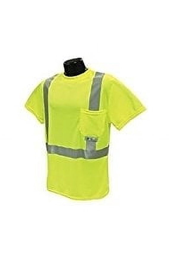 ST11-2PGS-M Industrial Safety Shirt Hi-Vis Green Pocket 2XL CL 2 T-Shirt