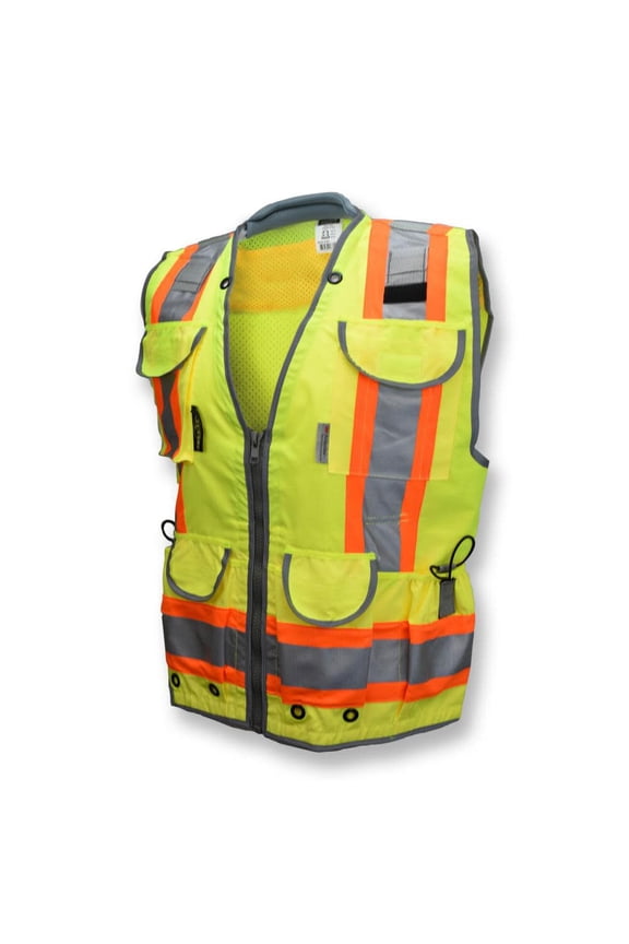 SV55-2ZGD Class 2 Woven Two Tone Green Engineer's Safety Vest