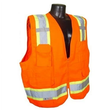 Radians SV62-2ZOT-L Class 2 Two Tone Surveyor Safety Vests, Solid Twill Orange, Large  HI/VIS ORANGE