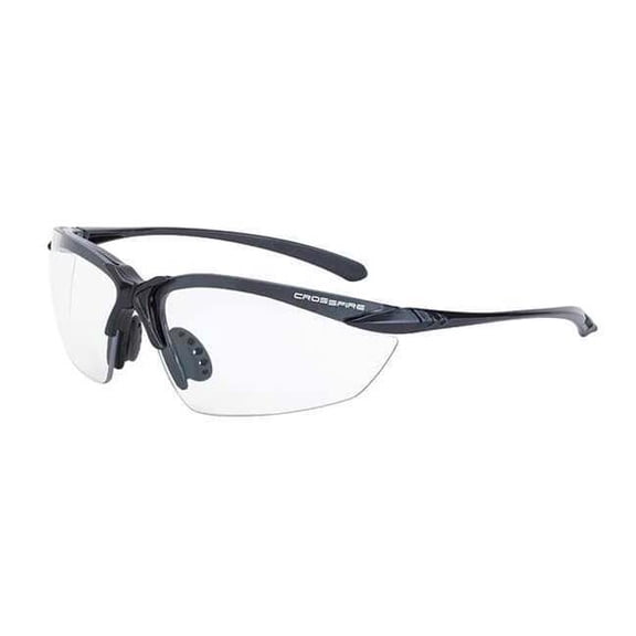 Crossfire Sniper, Safety Glasses, Anti-Scratch, Clear Lens, Black Frame, Half-Frame 924