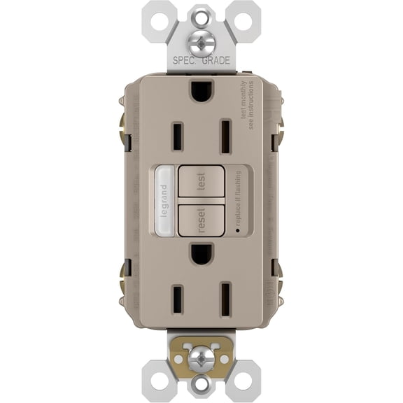 Radiant 15 Amp Night Light GFCI Self-Test Tamper-Resistant Decorator Duplex Electrical Wall Power Outlet, For Indoor & Outdoor Use with Cool Touch LED, 1597NTLTRNICC4, Nickel, 1 Count