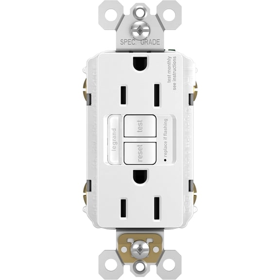 Radiant 1597NTLTRWCCD4 15 Amp Night Light GFCI Self Test Tamper-Restant Decorator Duplex Outlet with Cool Tou LED, White (1 Count)