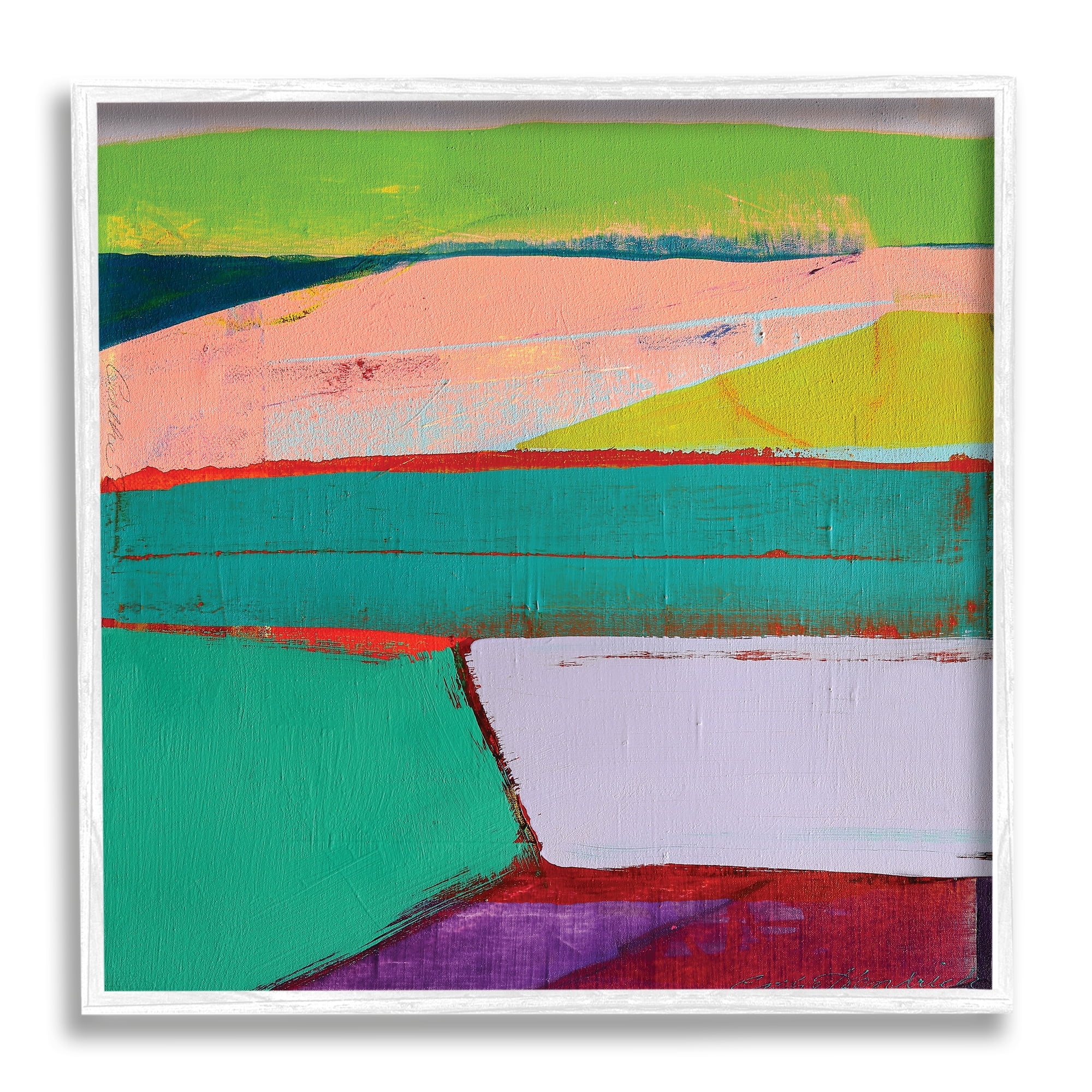 Radiant Abstract Colors Layered Geometric Shapes Abstract Framed Art Print Wall Art, 17x17