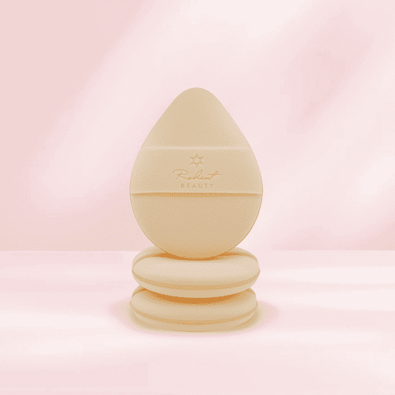 Radiant Beauty Powder Puff - Liquids Powders Makeup Applicator Puffs, Teardrop Shape, Velvet, Beige