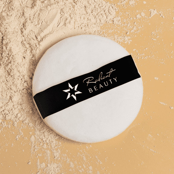 Radiant Beauty - Velour White Round Small Powder Puff - 1 Piece