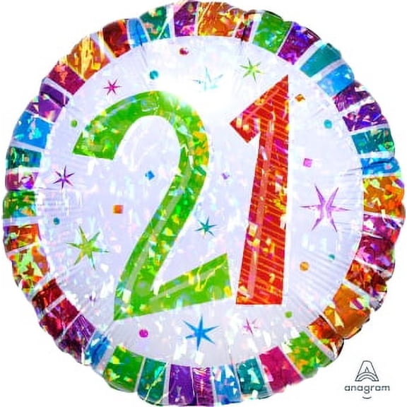 18 INCH PRISMATIC RADIANT AGE 21 MYLAR BALLOON
