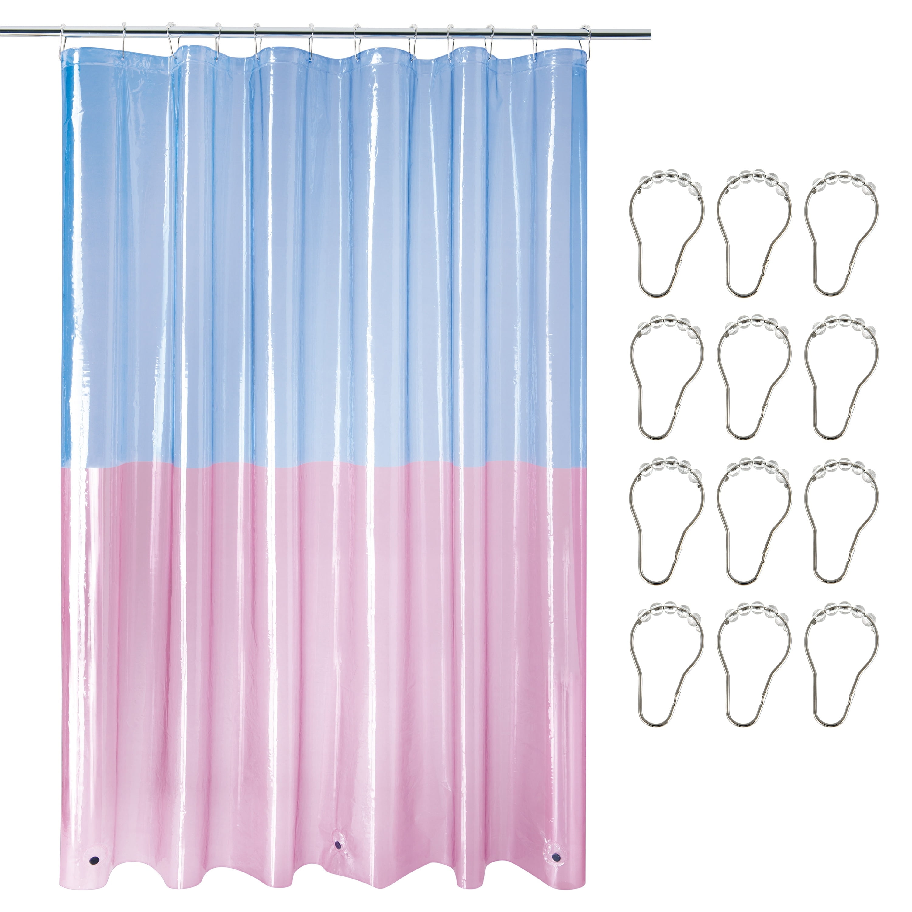 Radiant Border Dual-Tone Purple and Blue PEVA Shower Curtain Set
