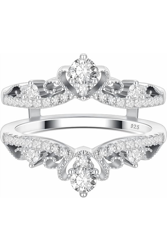 2.20 Ct Round Cut Diamond Womens Engagement Wedding Wrap Guard Ring 14K White Gold Plated-4