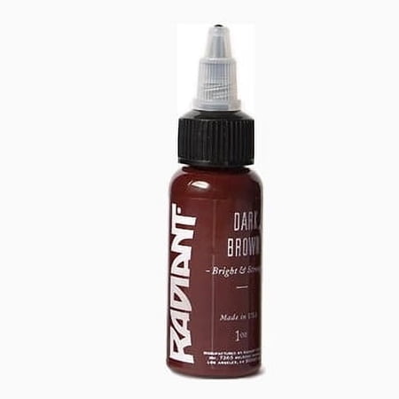 Radiant Colors Tattoo Ink Professional Tattooing Inks Fluid Vegan Pigments 1/2 oz Half Ounce Dark Brown