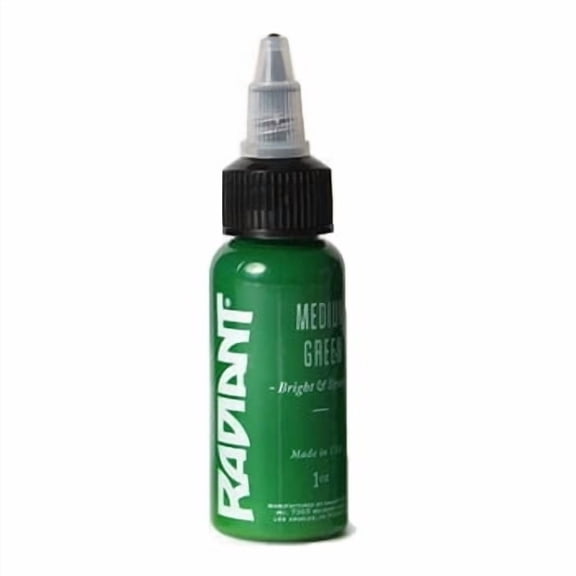 Radiant Colors Tattoo Ink Professional Tattooing Inks Fluid Vegan Pigments 1/2 oz Half Ounce Medium Green