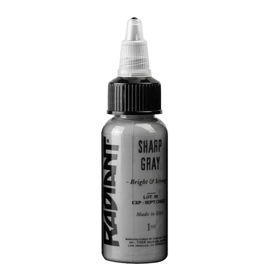 Radiant Colors Tattoo Ink - Tattooing Inks Fluid Vegan Pigments 1/2 oz Half Ounce - Sharp Gray