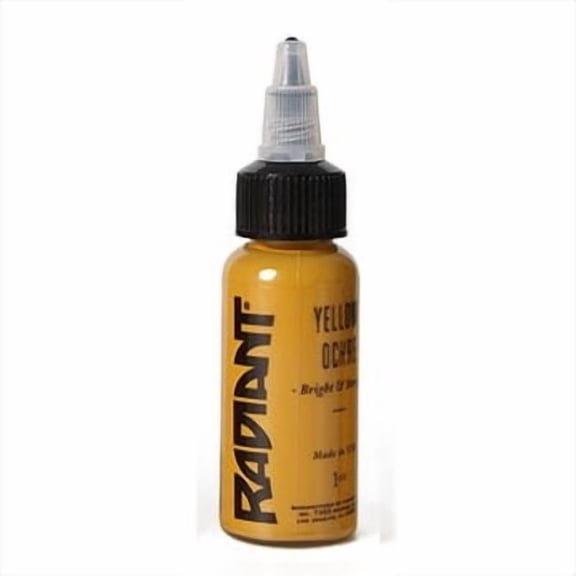 Radiant Colors Tattoo Ink - Tattooing Inks Fluid Vegan Pigments 1/2 oz Half Ounce - Yellow Ochre
