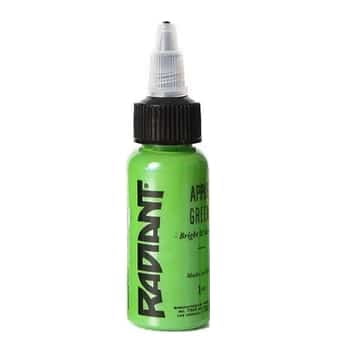 Radiant Colors Tattoo Ink - Tattooing Inks Fluid Vegan Pigments One Ounce - APPLE GREEN 1oz