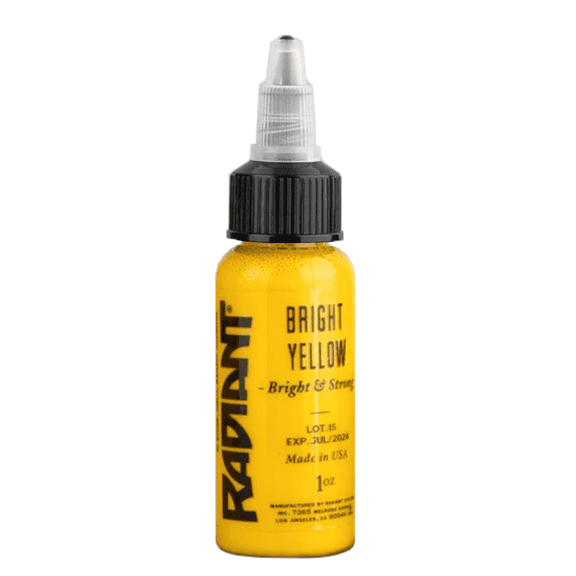 Radiant Colors Tattoo Ink - Tattooing Inks Fluid Vegan Pigments One Ounce - BRIGHT YELLOW 1oz