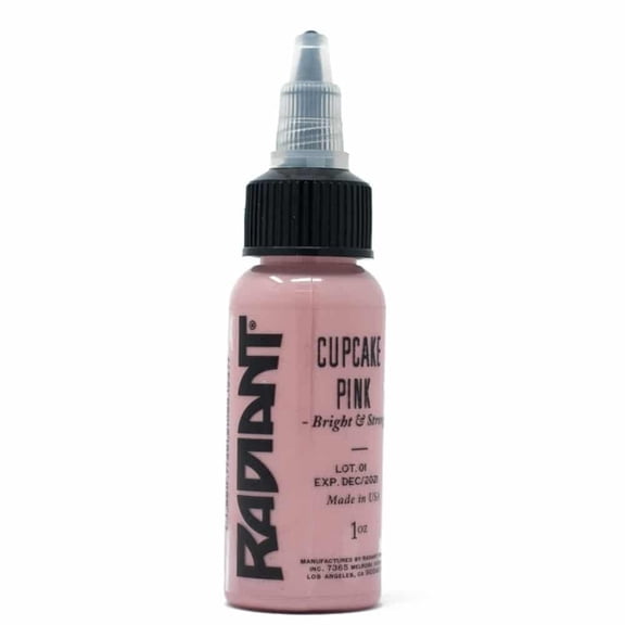 Radiant Colors Tattoo Ink - Tattooing Inks Fluid Vegan Pigments One Ounce - CUPCAKE PINK (Pastel) 1oz