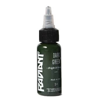 Radiant Colors Tattoo Ink - Tattooing Inks Fluid Vegan Pigments One Ounce - DARK GREEN 1oz