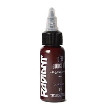 Radiant Colors Tattoo Ink - Tattooing Inks Fluid Vegan Pigments One Ounce - DEEP BURGUNDY 1oz