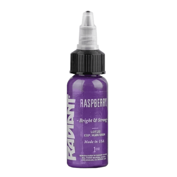 Radiant Colors Tattoo Ink - Tattooing Inks Fluid Vegan Pigments One Ounce - RASPBERRY 1oz