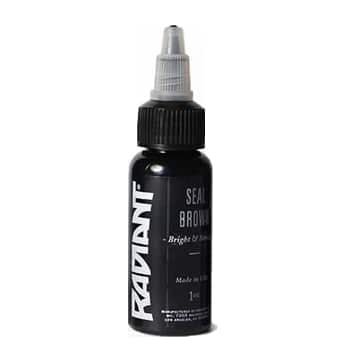 Radiant Colors Tattoo Ink - Tattooing Inks Fluid Vegan Pigments One Ounce - SEAL BROWN 1oz