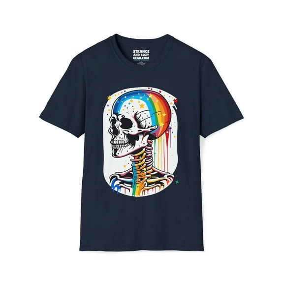Radiant Cosmic Rainbow Skeleton Graphic Tee by Strange and Cozy Gear