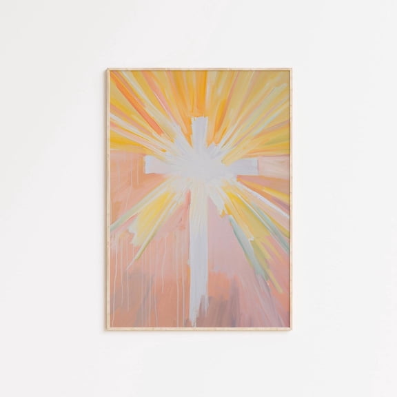 Radiant Cross Art Print: Colorful Christian Wall Decor Unframed Paper Print