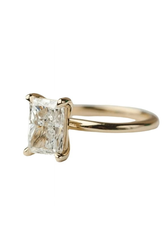 Radiant Cut 2.5 Ct Solitaire Diamond Engagement Ring Plated Yellow Gold Simple Comfort Ring for Her